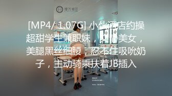 [MP4/ 1.07G] 小伙酒店约操超甜学生兼职妹，文静美女，美腿黑丝细腰，忍不住吸吮奶子，主动骑乘扶着JB插入