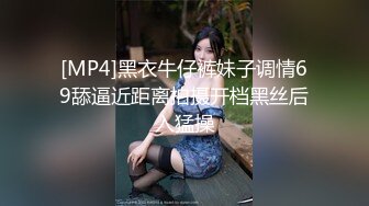 [MP4]黑衣牛仔裤妹子调情69舔逼近距离拍摄开档黑丝后入猛操