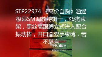 STP22974 《高价自购》涵涵极限SM调教特辑一，K9拘束架，黑丝高跟蹲立式进入配合振动棒，开口器双手束缚，苦不堪言